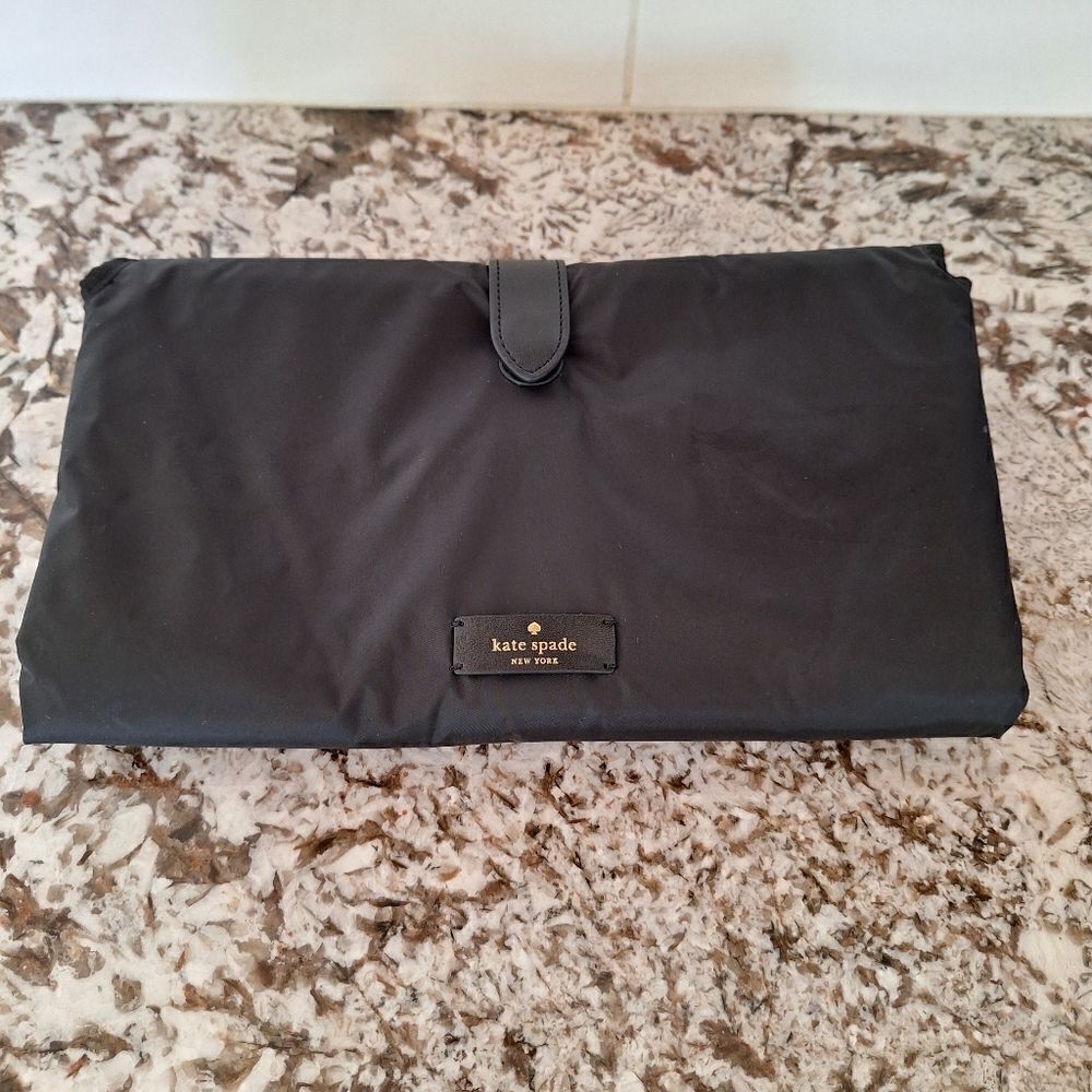 Kate spade black nylon baby portable travel diaper chsnging pad